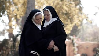 Lesbian nuns get freaky with each other outdoors
