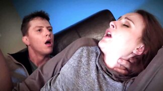 Passionate couch fuck with her stepbrother