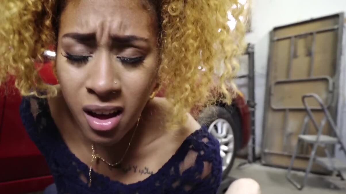 Black chick with curly red hair offers mechanic sex as payment - HD Porn  Tube