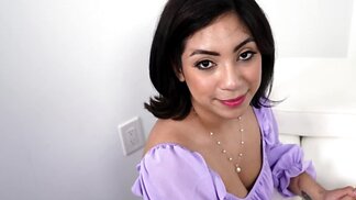 Obedient Latina adores polishing stepfather's thick penis