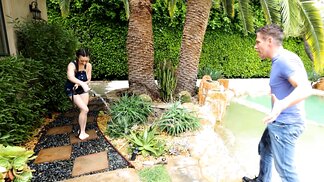 Chloe Surreal seduces a gardener and gets fucked by the pool