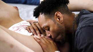 Cute Blonde Enjoys Black Cock And Cum In Her Little Mouth