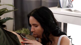 Good-looking girl in a sexy skirt is going to let him fuck