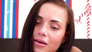 Milana moans as she plays with her submissive pink pussy