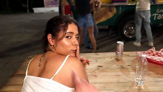Sexy Brunette Gets Fucked In Public On A Picnic Table