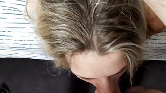 Blonde starlet filmed while orally feasting on a big cock