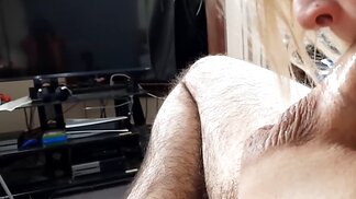 Blonde starlet filmed while orally feasting on a big cock