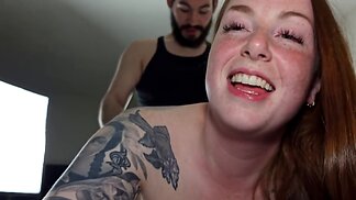 Inked-up beauty enjoying the hardest POV fucking here