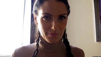 Hot cheating brunette sucks and fucks dude with BBC