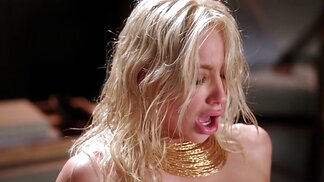 Sweaty ladies go through a hardcore fuck with tongue play