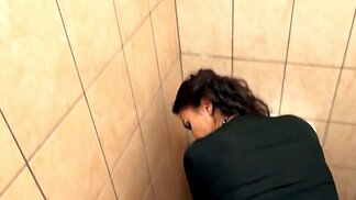 Public restroom fuck scene with a horny slut, Charlotte Grey