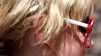 Athletic blonde with a nice figure is licked before sex