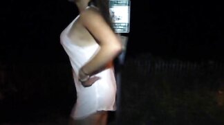Public oral from a girl who is dressed like a huge slut
