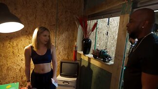Petite blonde with small tits throatfucked then fucked hard