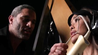 Sensory overload for a bound whore who takes his dick
