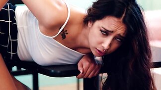 Thick Latina bends over and gets her hairy pussy licked
