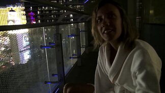 The view of the big city makes both of them very horny