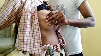 Skinny Indian babe with nice boobs gets touched and mouth fucked
