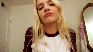 Skinny blonde Kenna James shows her submissive side