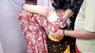 Two pairs of nice Indian tits revealed to the camera