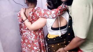 Two pairs of nice Indian tits revealed to the camera