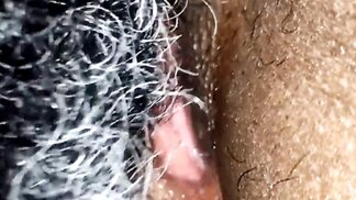 Slippery and tattooed Indian lady gets pussy rubbed close